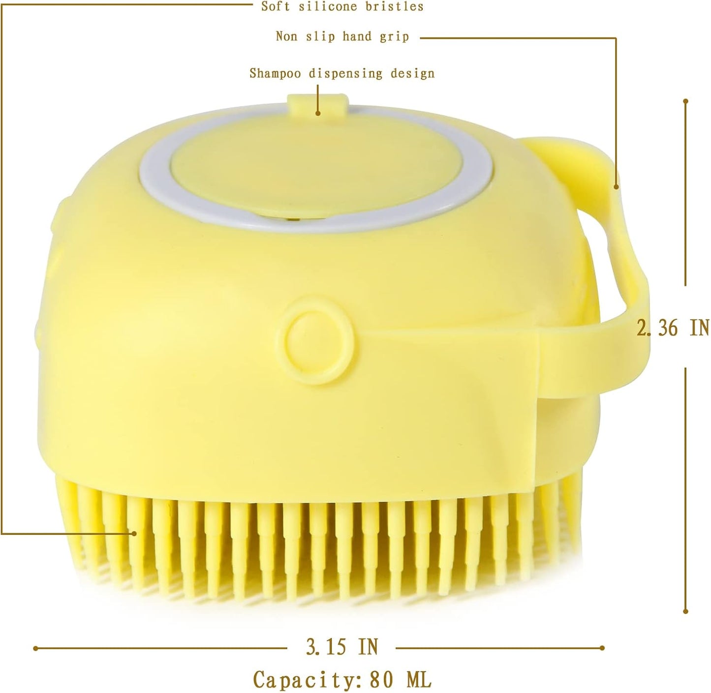 Transform Bath Time with Our Soft Silicone Pet Bath Brush - Shampoo Dispenser for Dogs and Cats in Vibrant Yellow