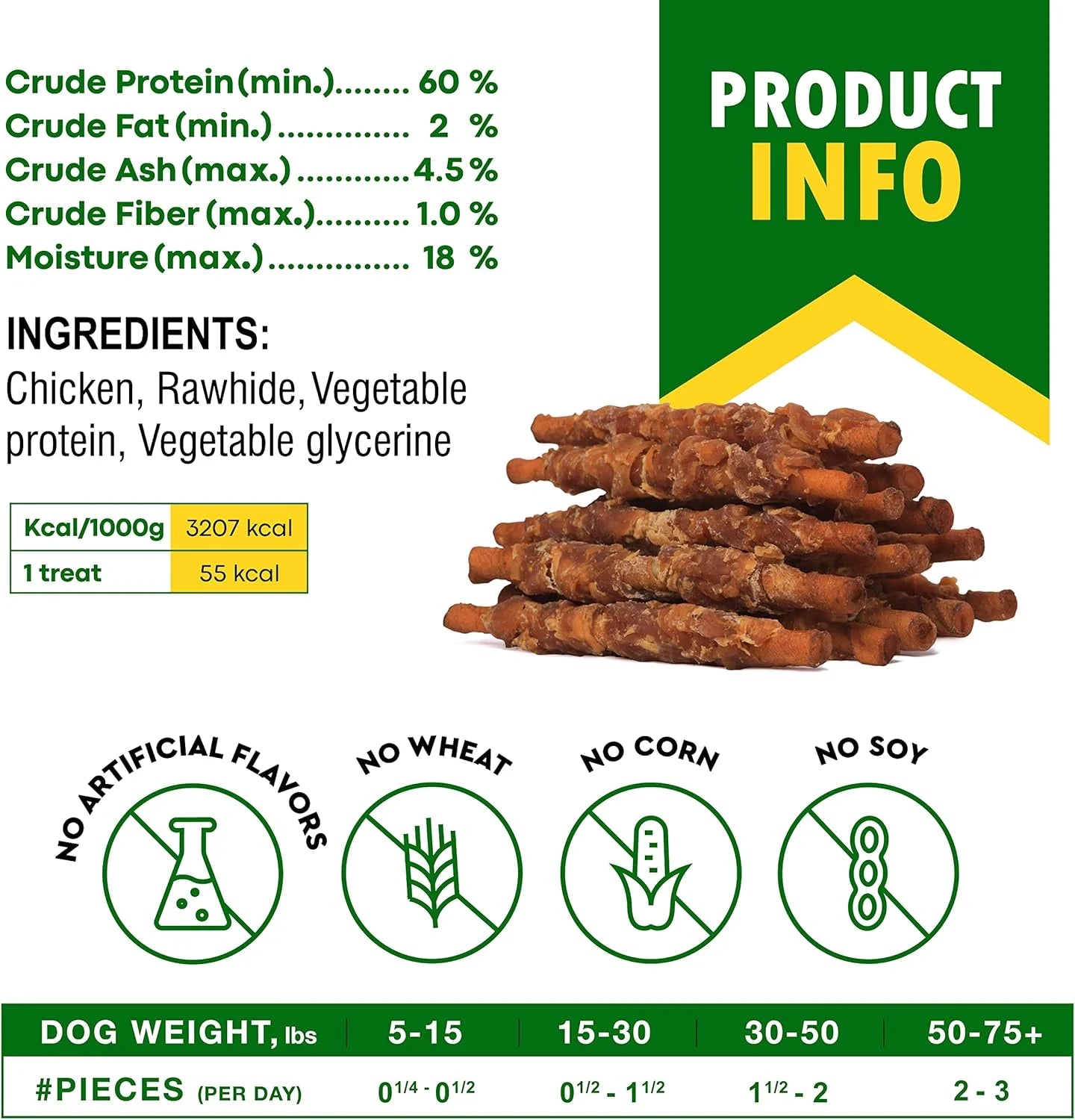 Irresistible Chicken-Wrapped Rawhide Sticks - Grain-Free Chew Treats for Dogs (10.6 Oz) - Perfect for Training & All Occasions