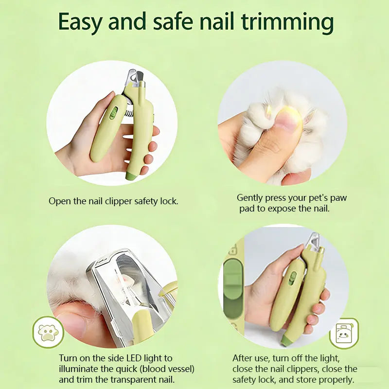 Illuminate Your Pet Grooming Routine: LED Nail Clipper with Built-In UV Detection, Sharp Blades, and Ergonomic Grip for Safe and Easy Trimming