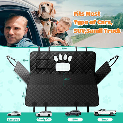 Ultimate Dog Car Hammock - Waterproof, Scratch-Resistant, and Non-Slip Back Seat Protector with Side Flaps and Seatbelt Safety