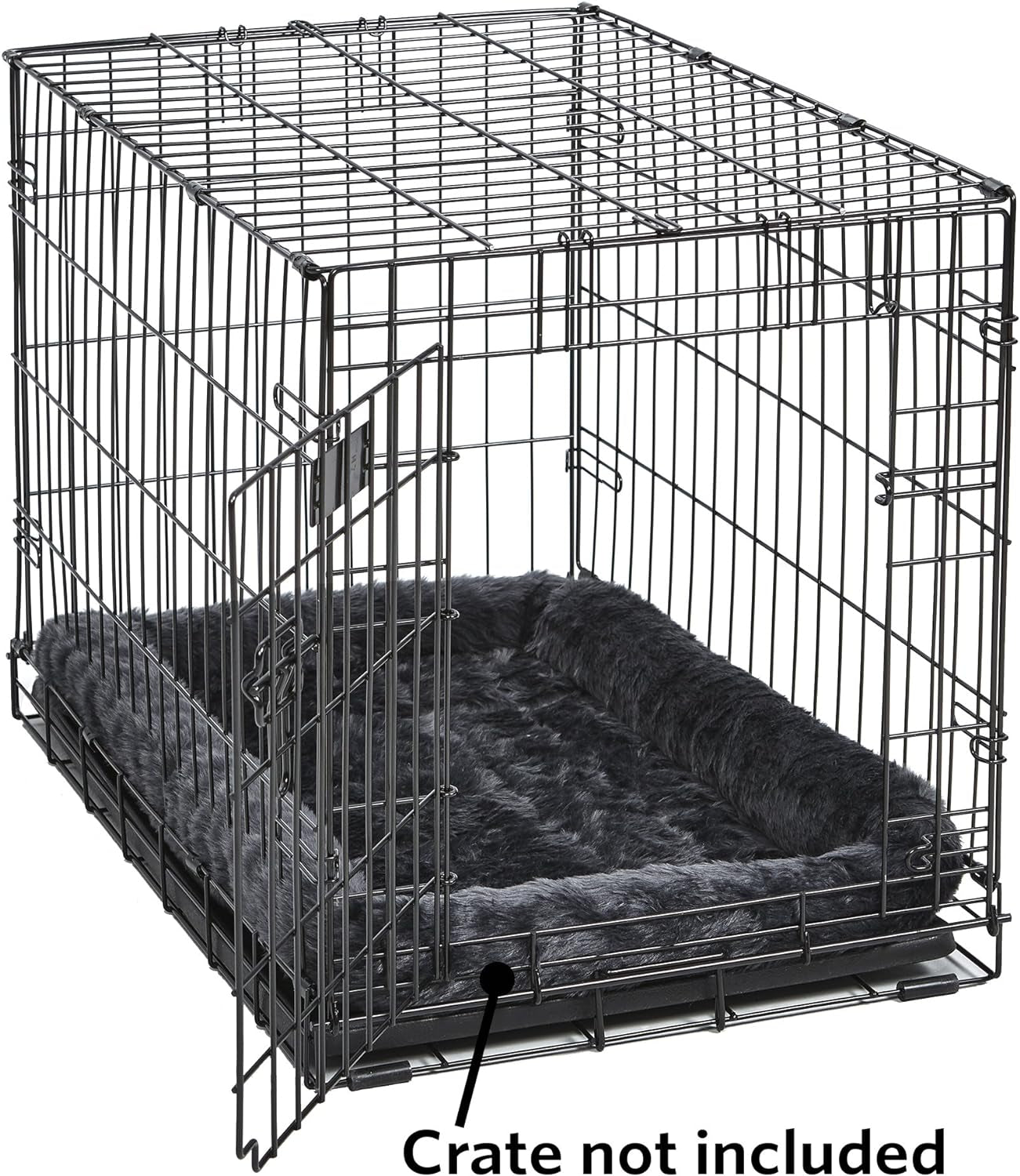 Cozy Gray Faux Fur Bolster Dog Bed - Perfect for Small Dogs and Cats, Machine Washable and Travel Friendly