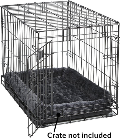 Cozy Gray Faux Fur Bolster Dog Bed - Perfect for Small Dogs and Cats, Machine Washable and Travel Friendly