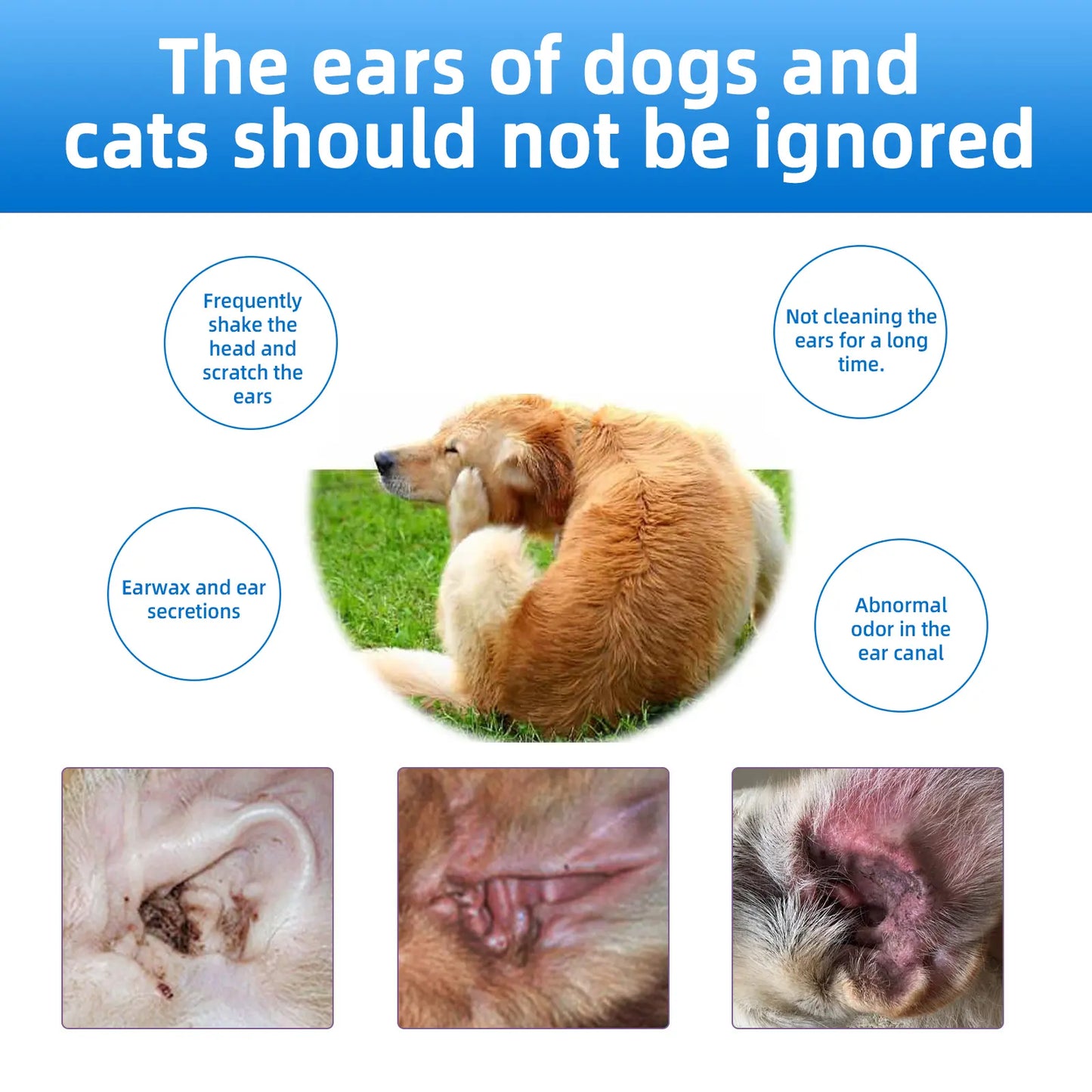 Gentle Pet Ear Wash - The Ultimate Odor-Free Solution for Happy Dogs & Cats