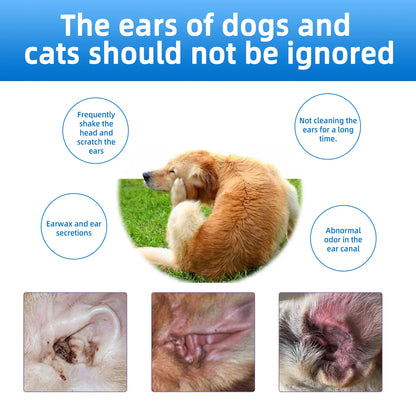Gentle Pet Ear Wash - The Ultimate Odor-Free Solution for Happy Dogs & Cats