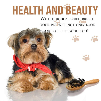 Kylepet Double-Sided Dog and Cat Grooming Brush with Bamboo Handle - Effortlessly Remove Shedding, Tangles, and Dead Undercoat for Long-Haired Pets