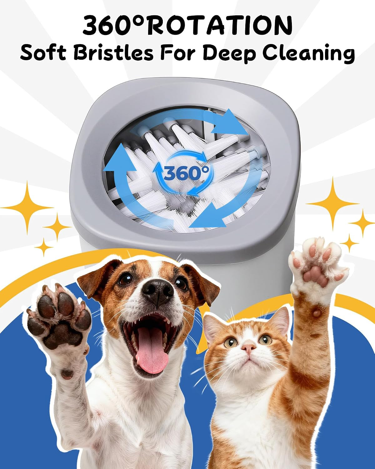 Revolutionary Electric Dog Paw Cleaner - 2 Speed Automatic Washer for Small to Large Pets (Grey)