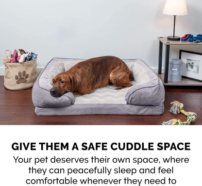 Luxurious Orthopedic Dog Bed for Medium Dogs - Removable Bolsters & Washable Cover, Perfect Comfort Sofa in Granite Gray for Dogs up to 35 lbs