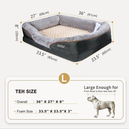 Luxurious Large Memory Foam Dog Bed - Orthopedic Comfort with Removable Washable Cover & Bonus Squeaker Toy!