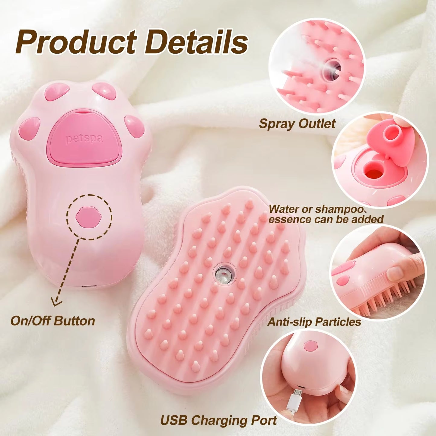 3-in-1 Electric Pet Grooming Brush with Steam and Spray - Perfect for Cats and Dogs!