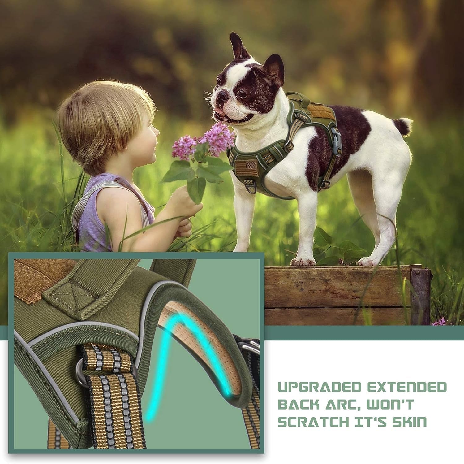 Ultimate Tactical Dog Harness for Medium Dogs - No Pull, Adjustable, and Reflective for Safe Training and Walks in Green