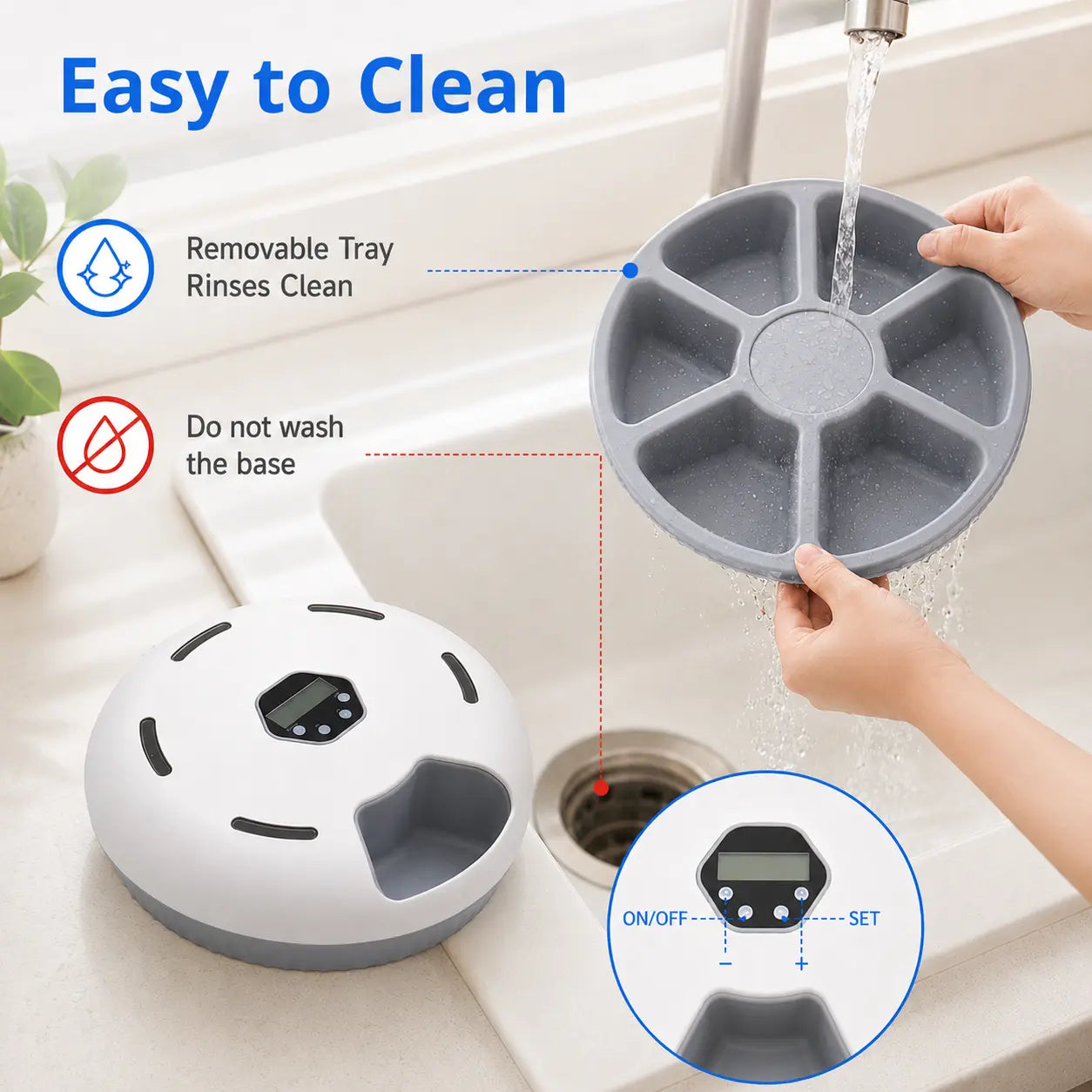 Revolutionize Mealtime with the 6-Meal Timed Automatic Cat Feeder - Indoor Detachable Rotating Food Dispenser for Cats and Small Dogs, Complete with Ice Packs and Battery Power!