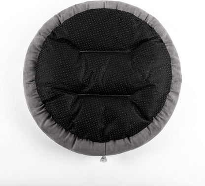 Cozy Round Donut Bed for Cats and Small Dogs - 20-Inch Anti-Slip & Water-Resistant Cushion in Luxurious Grey