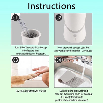Revolutionary Automatic Pet Paw Cleaner Cup - USB Rechargeable, Portable & Effortless Cleaning for Small to Medium Dogs