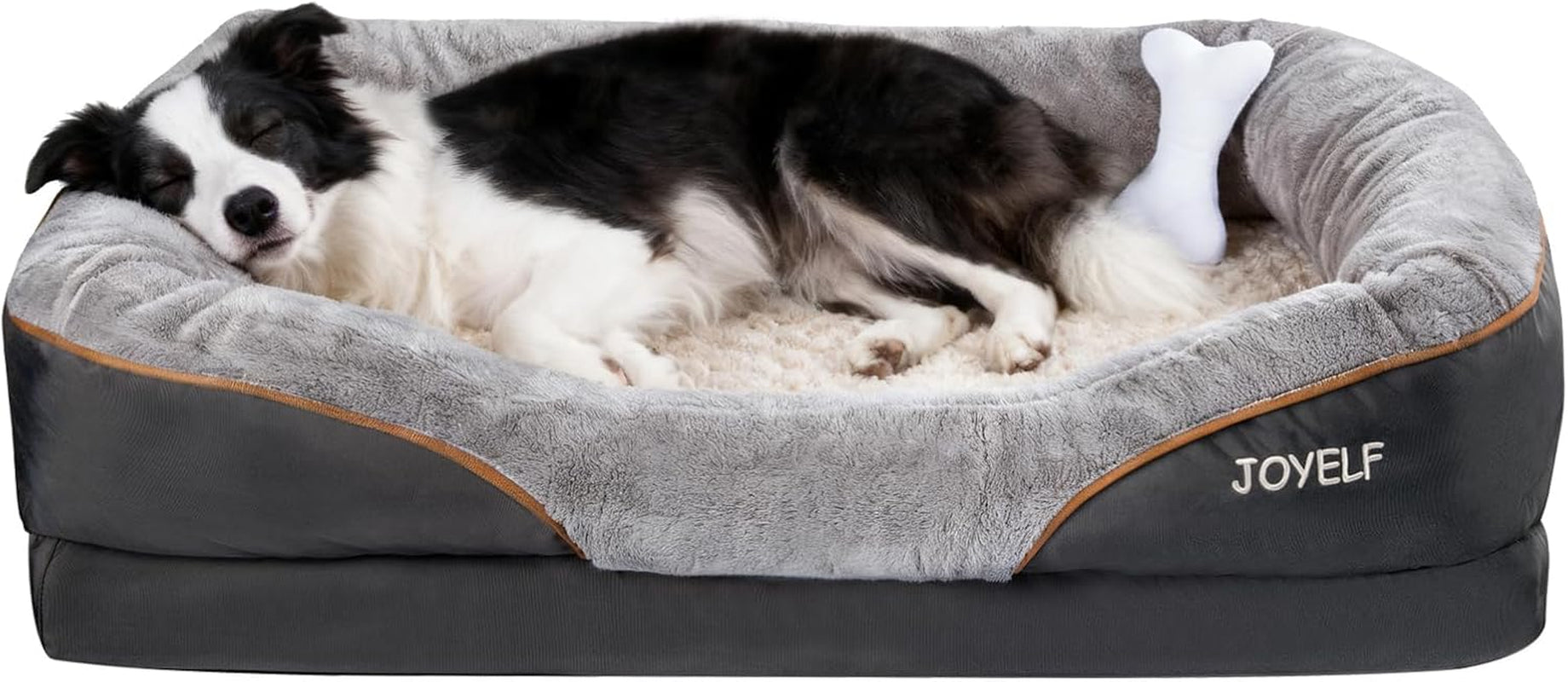 Luxurious Large Memory Foam Dog Bed - Orthopedic Comfort with Removable Washable Cover & Bonus Squeaker Toy!