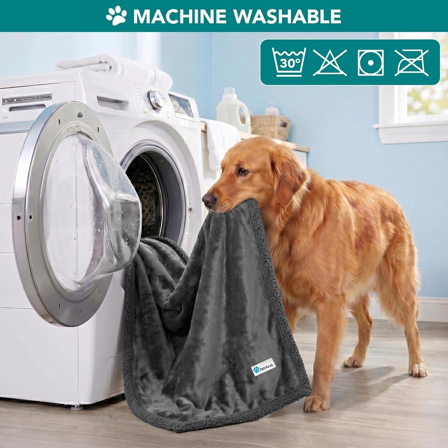 Luxurious Reversible Dog Blanket for Medium to Large Pets - Soft Sherpa Fleece Throw for Couches, Beds, and Car Seats - Machine Washable, 80" x 60", Solid Dark Gray