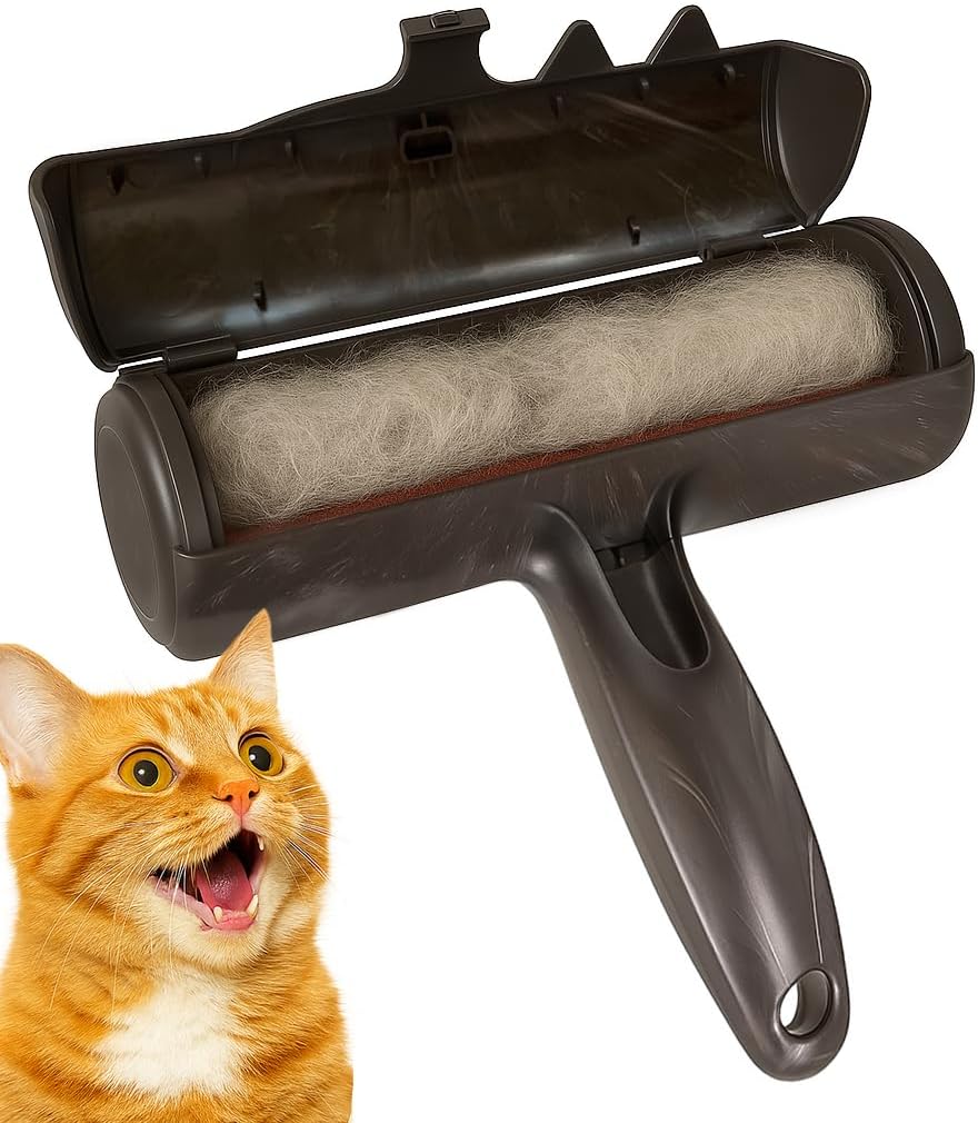 Effortlessly Eliminate Pet Hair with Our Self-Cleaning Lint Roller - Perfect for Furniture, Carpets, and Clothing in Stylish Gray
