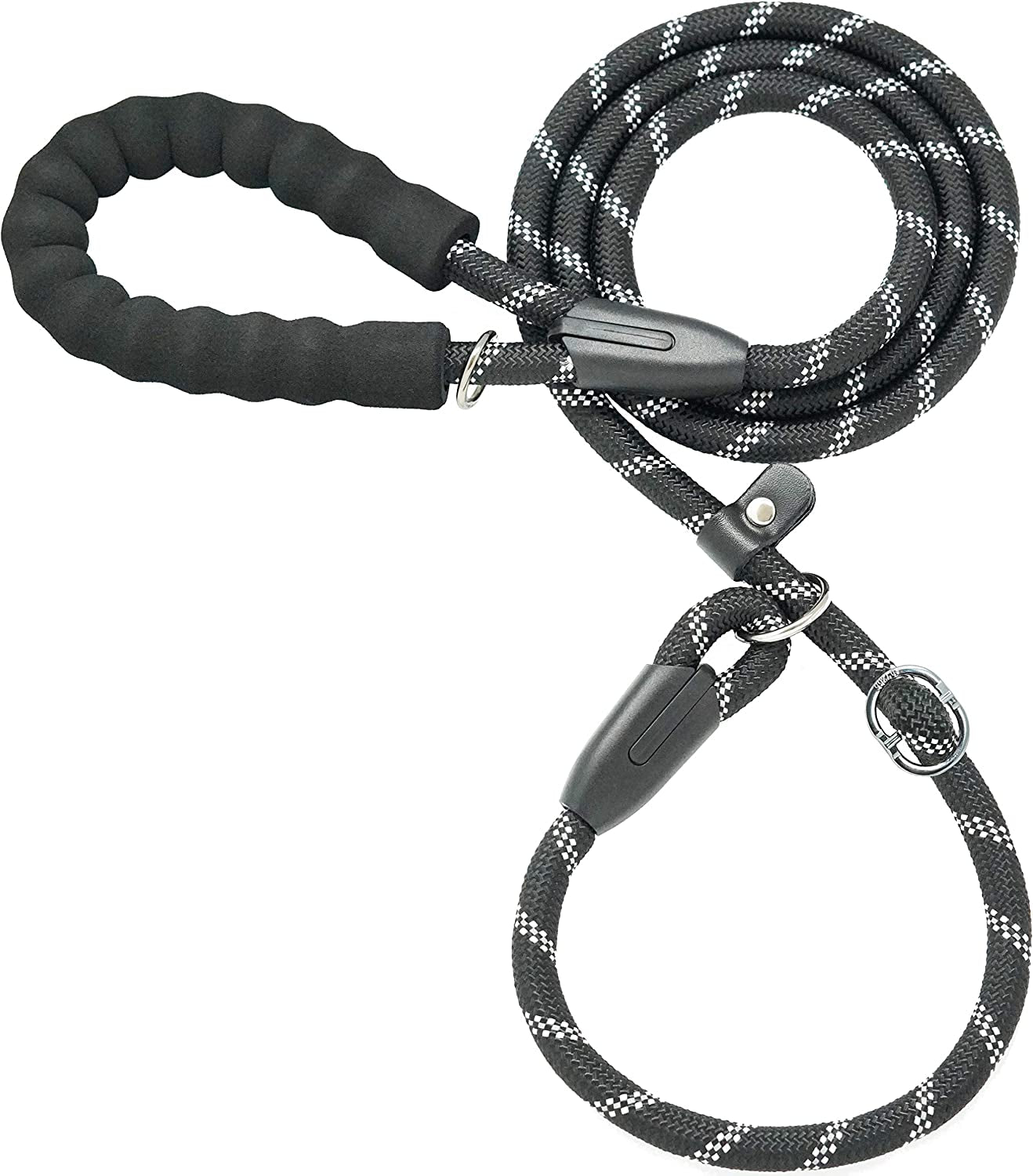 Ultimate Durable Slip Lead Dog Leash with Padded Handle and Reflective Threads - Perfect for Training and No-Pull Control (1/2" x 6 FT, Black)
