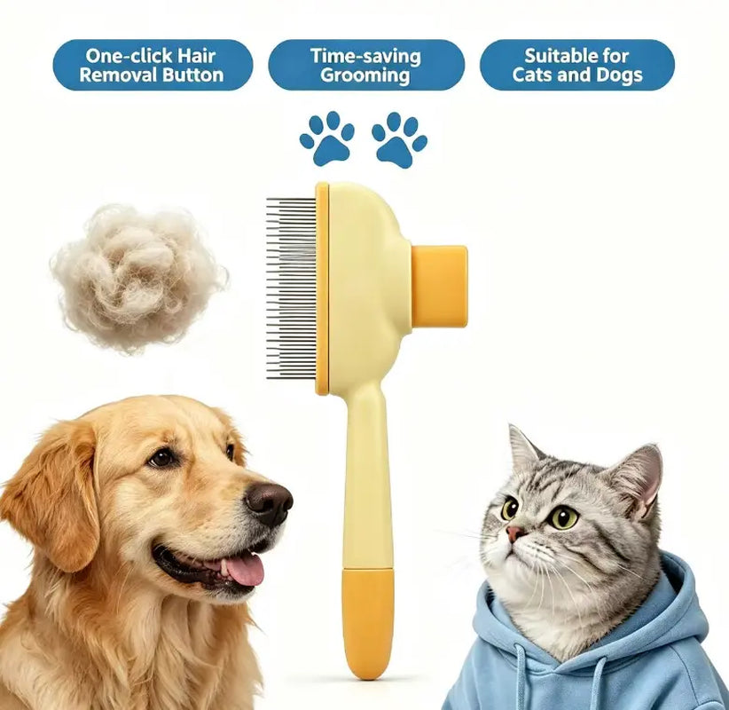 Transform Your Pet's Grooming Routine with Our Self-Cleaning 2-Pack Pet Hair Removal Comb – Perfect for Dogs & Cats of All Hair Types!