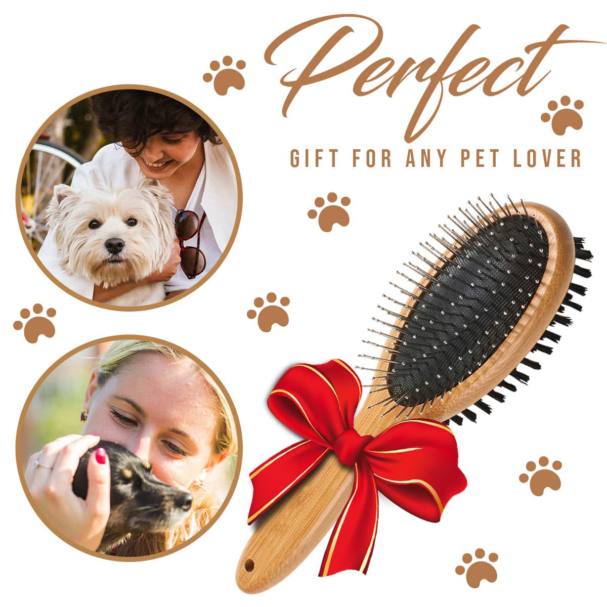 Kylepet Double-Sided Dog and Cat Grooming Brush with Bamboo Handle - Effortlessly Remove Shedding, Tangles, and Dead Undercoat for Long-Haired Pets