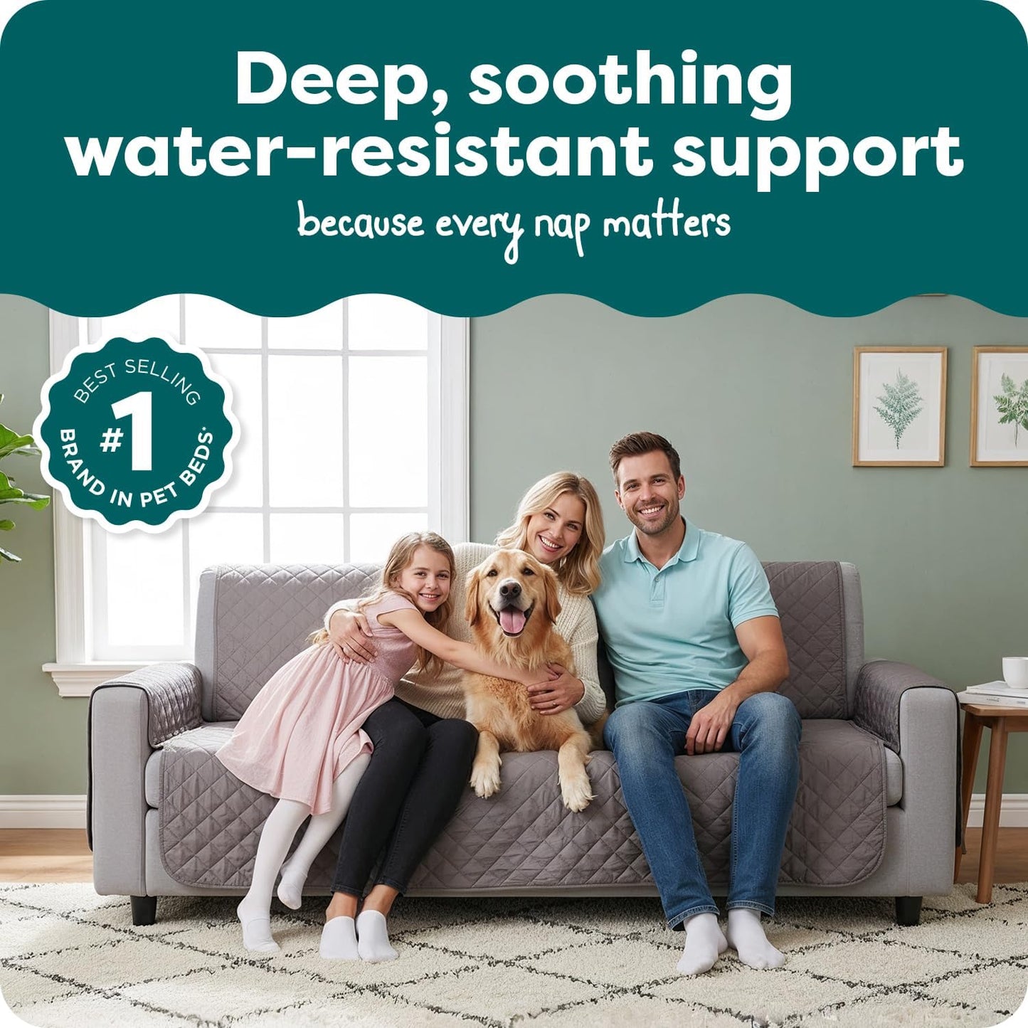 Ultimate Water-Resistant Reversible Sofa Cover for Pets - Stylish Gray Mist Couch Protector with Secure Straps and Easy-Care Machine Washable Fabric
