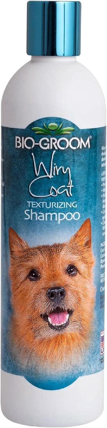 Transform Your Dog's Coat with BioGroom Wiry Coat Shampoo - Tearless, Texturizing Formula for Puppies and Dogs - Cruelty-Free, Made in the USA - 12 Fl Oz