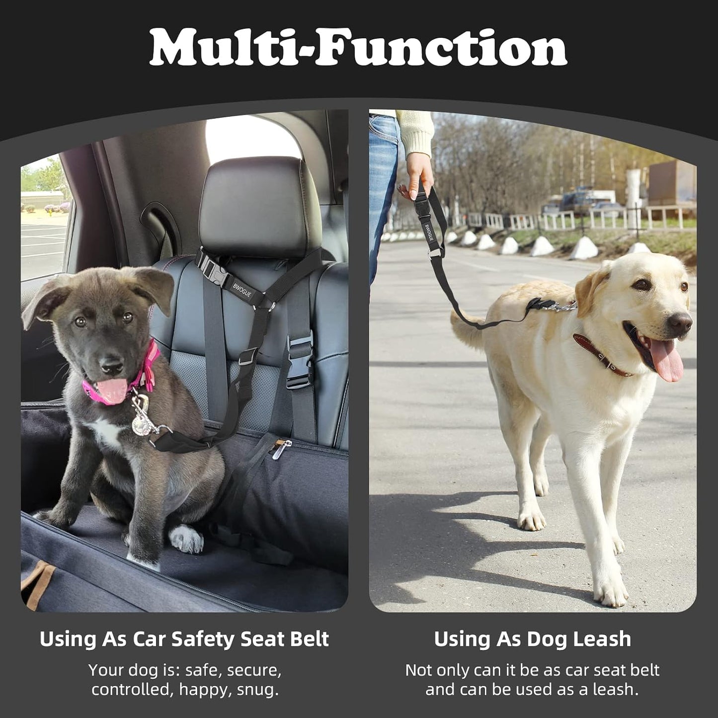 Ultimate Dog Seat Belt for Safe Car Travel - Adjustable, Durable, and Versatile 2-in-1 Leash for Dogs and Cats
