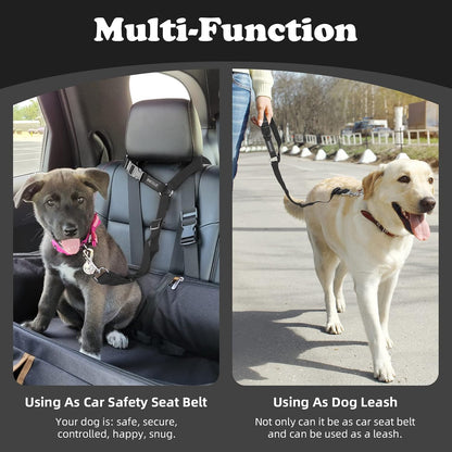 Ultimate Dog Seat Belt for Safe Car Travel - Adjustable, Durable, and Versatile 2-in-1 Leash for Dogs and Cats