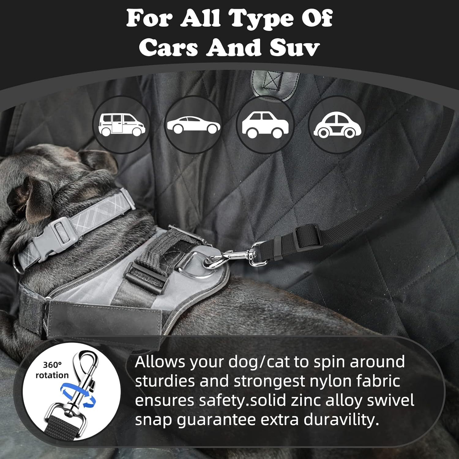 Ultimate Dog Seat Belt for Safe Car Travel - Adjustable, Durable, and Versatile 2-in-1 Leash for Dogs and Cats