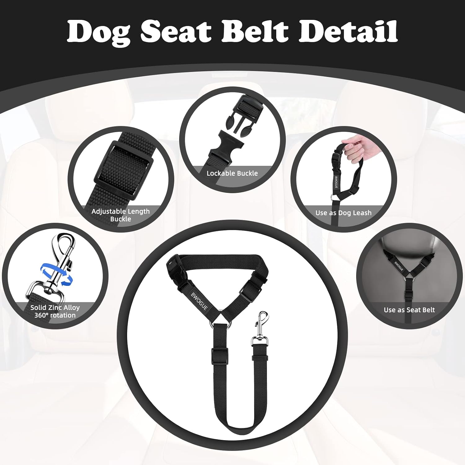 Ultimate Dog Seat Belt for Safe Car Travel - Adjustable, Durable, and Versatile 2-in-1 Leash for Dogs and Cats