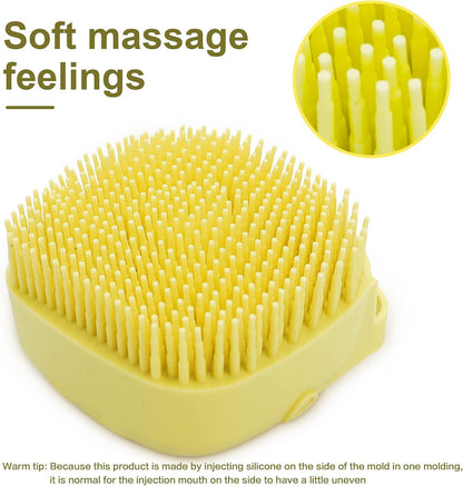 Transform Bath Time with Our Soft Silicone Pet Bath Brush - Shampoo Dispenser for Dogs and Cats in Vibrant Yellow