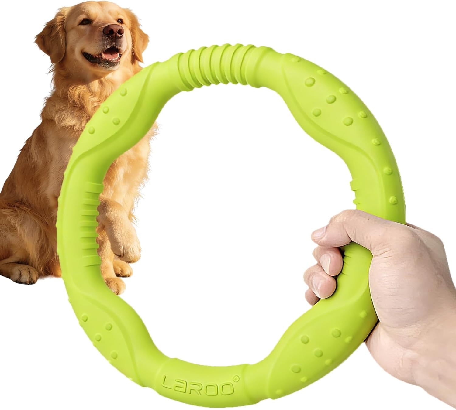 Exciting Green Dog Ring Toy - Durable Soft Flying Disc for Fun Fetching and Water Play, Perfect for Medium to Large Breeds!