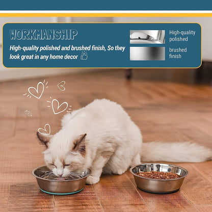 Stylish and Lightweight Stainless Steel Cat Bowls - Perfect for Your Feline Friend, 2 Pack