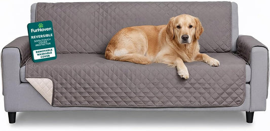 Ultimate Water-Resistant Reversible Sofa Cover for Pets - Stylish Gray Mist Couch Protector with Secure Straps and Easy-Care Machine Washable Fabric