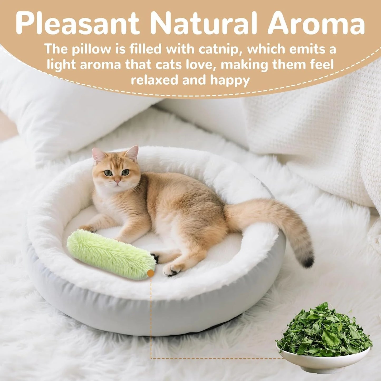 Exciting Catnip Pillows - Crinkle Sound Cat Toys for Indoor Fun (3-Pack in Green, Orange, Grey)