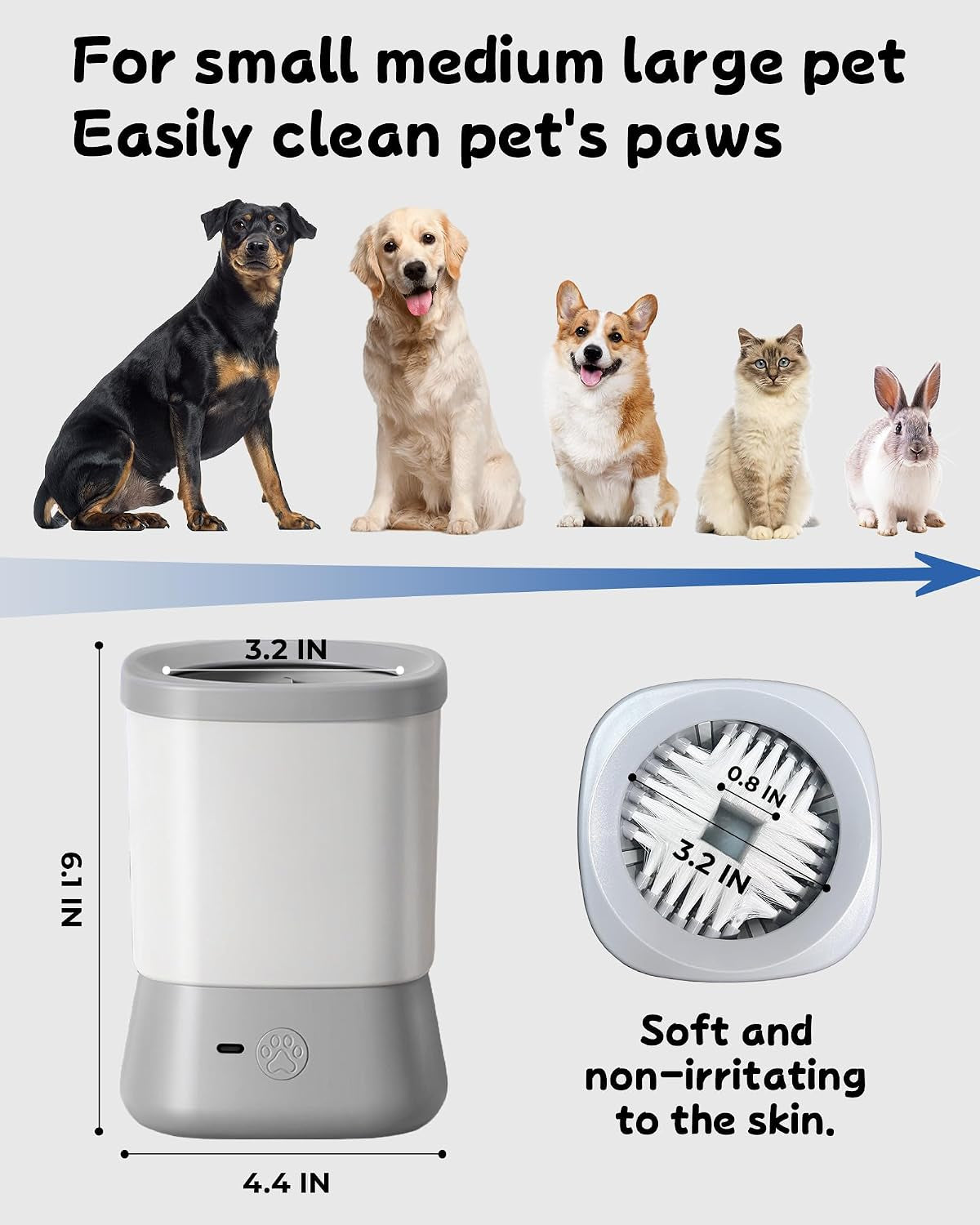 Revolutionary Electric Dog Paw Cleaner - 2 Speed Automatic Washer for Small to Large Pets (Grey)