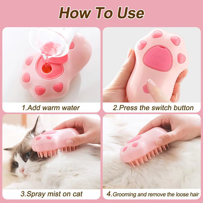 3-in-1 Electric Pet Grooming Brush with Steam and Spray - Perfect for Cats and Dogs!