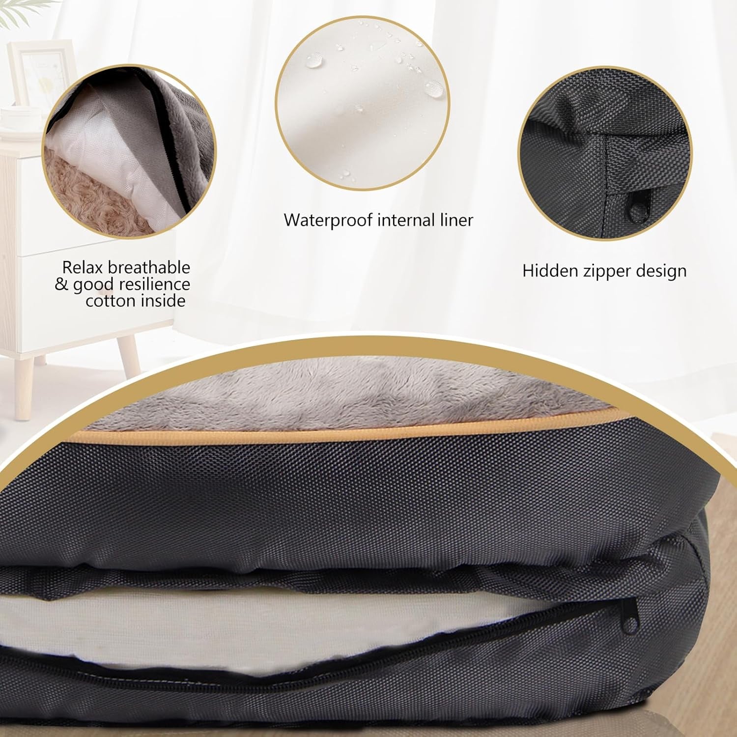 Luxurious Large Memory Foam Dog Bed - Orthopedic Comfort with Removable Washable Cover & Bonus Squeaker Toy!