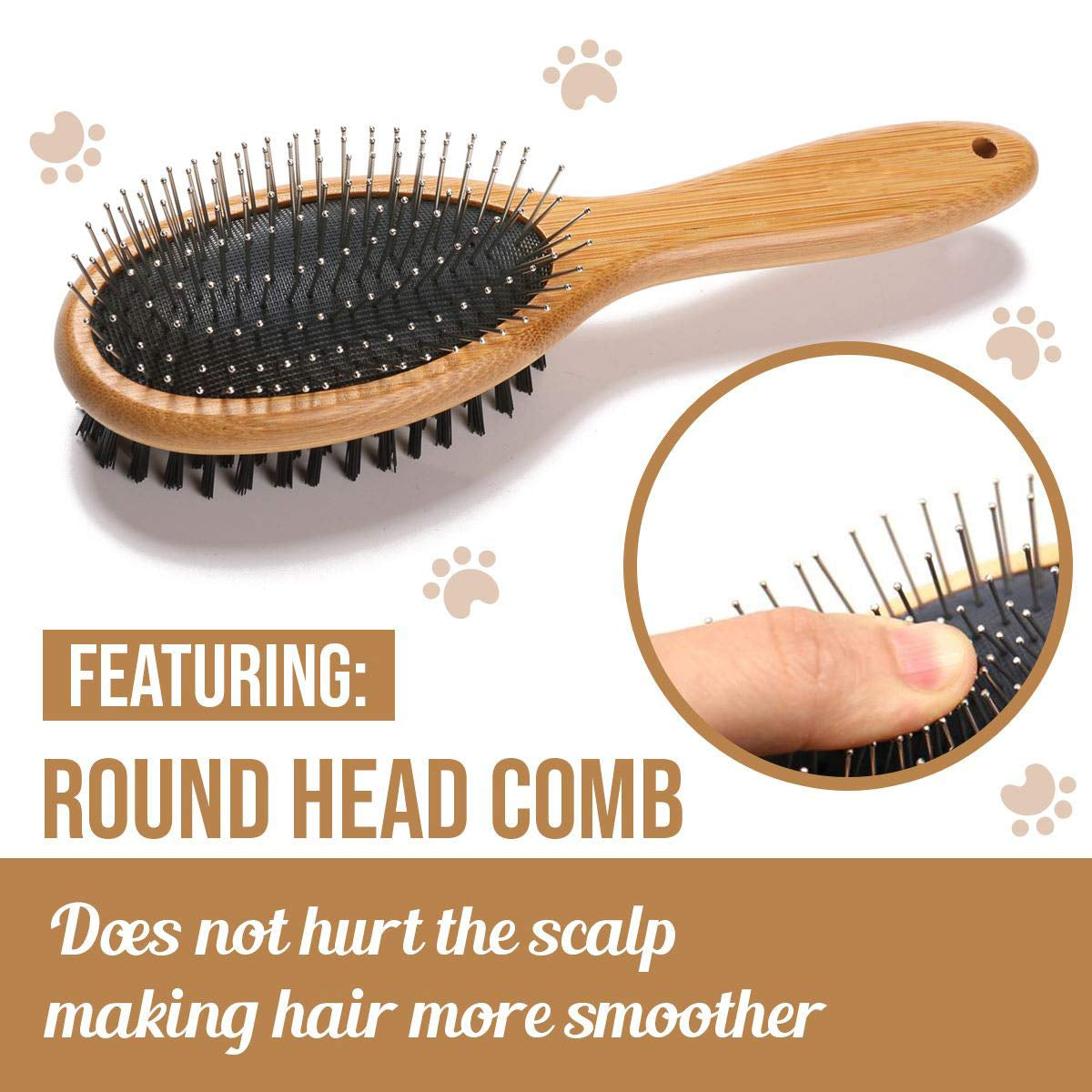 Kylepet Double-Sided Dog and Cat Grooming Brush with Bamboo Handle - Effortlessly Remove Shedding, Tangles, and Dead Undercoat for Long-Haired Pets