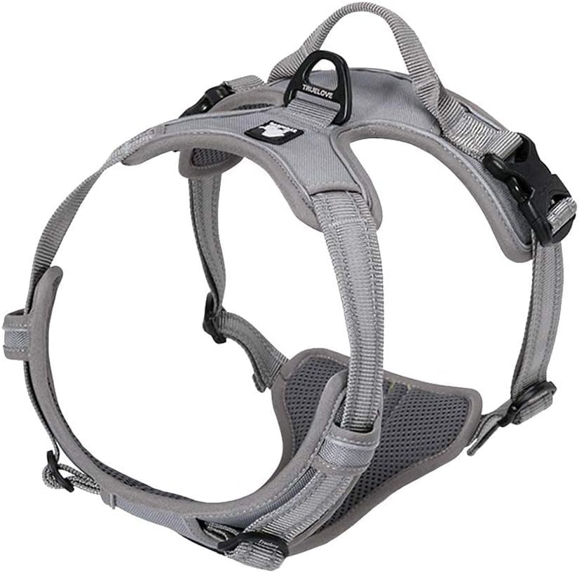 Truelove TLH5651 Adjustable No-Pull Dog Harness - Reflective, Comfortable, and Stylish for Large Breeds in Gray