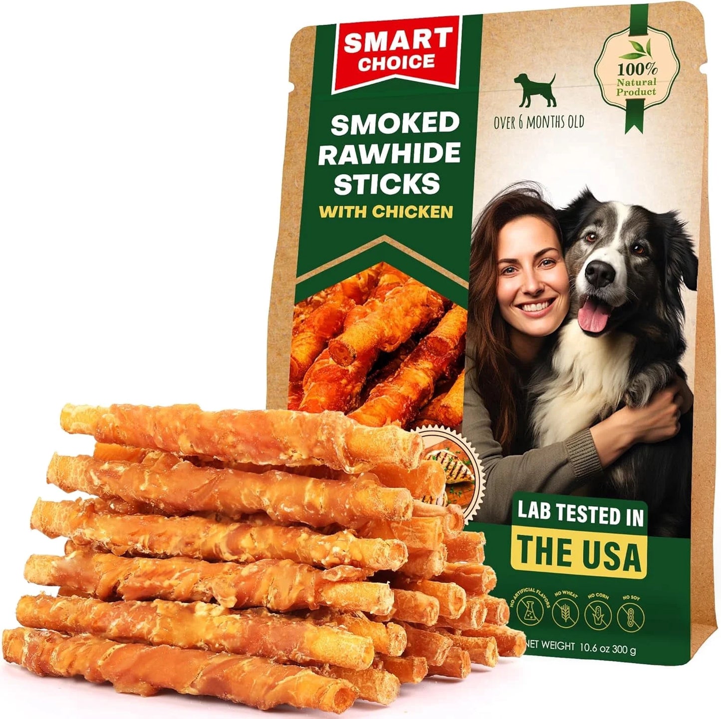 Irresistible Chicken-Wrapped Rawhide Sticks - Grain-Free Chew Treats for Dogs (10.6 Oz) - Perfect for Training & All Occasions