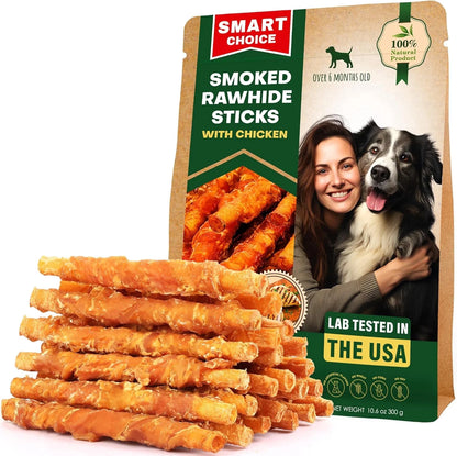 Irresistible Chicken-Wrapped Rawhide Sticks - Grain-Free Chew Treats for Dogs (10.6 Oz) - Perfect for Training & All Occasions