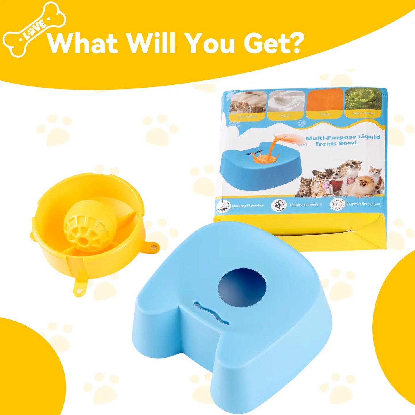 Revolutionize Mealtime with Our Silicone Slow Feeder Bowl for Dogs - Non-Skid Ball-In Lick Design, Perfect for Bone Broth & Yogurt, Anxiety Relief for Small to Large Dogs (Blue) - Mid Year Sale!