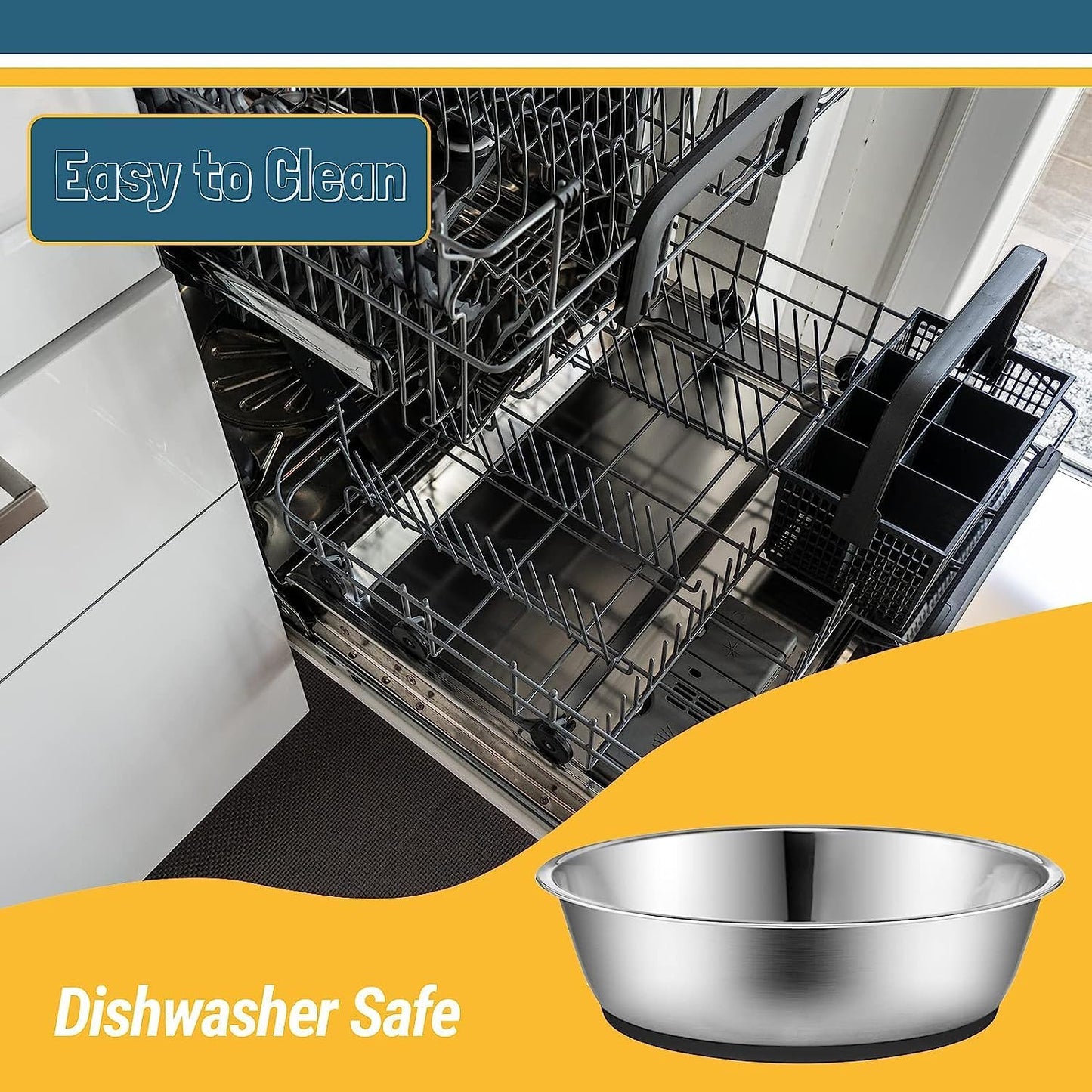 Stylish and Lightweight Stainless Steel Cat Bowls - Perfect for Your Feline Friend, 2 Pack