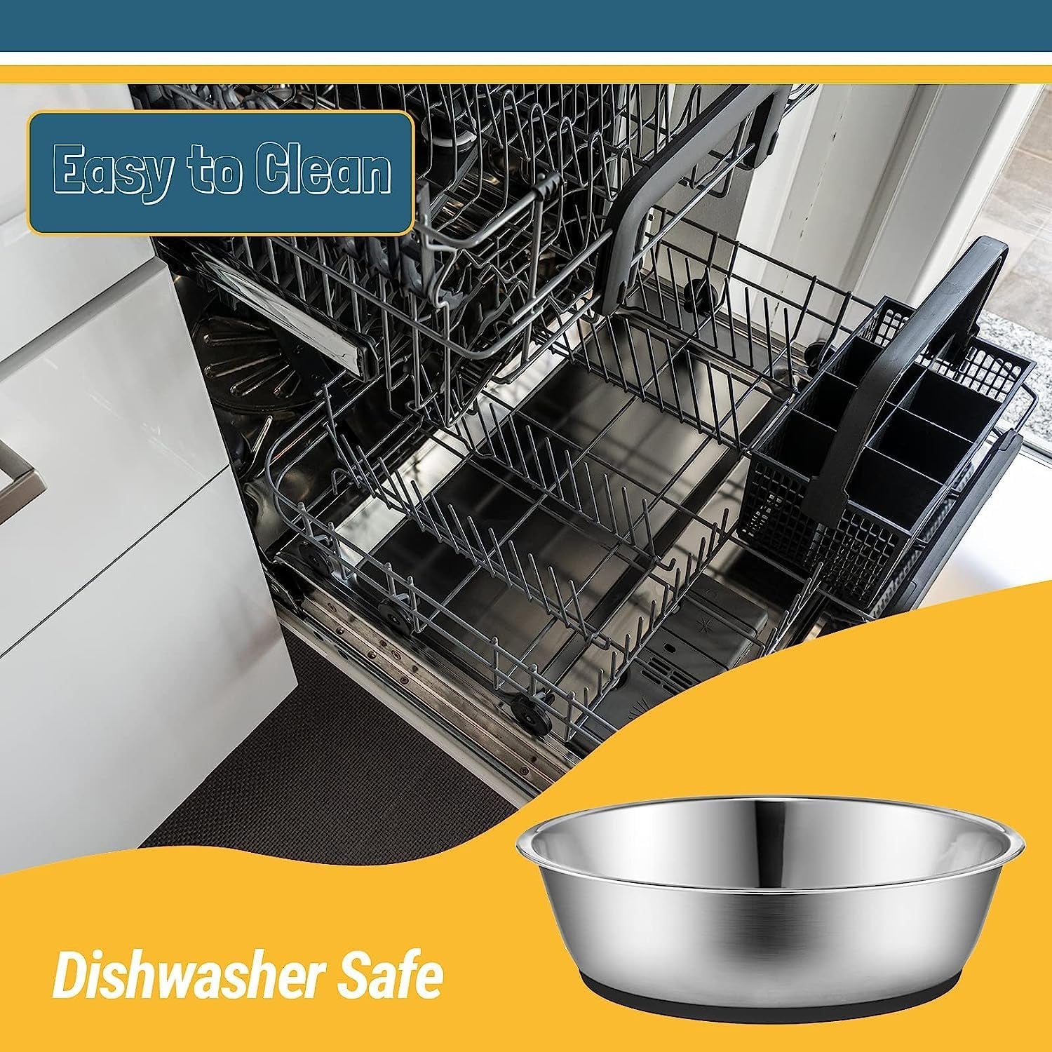 Stylish and Lightweight Stainless Steel Cat Bowls - Perfect for Your Feline Friend, 2 Pack