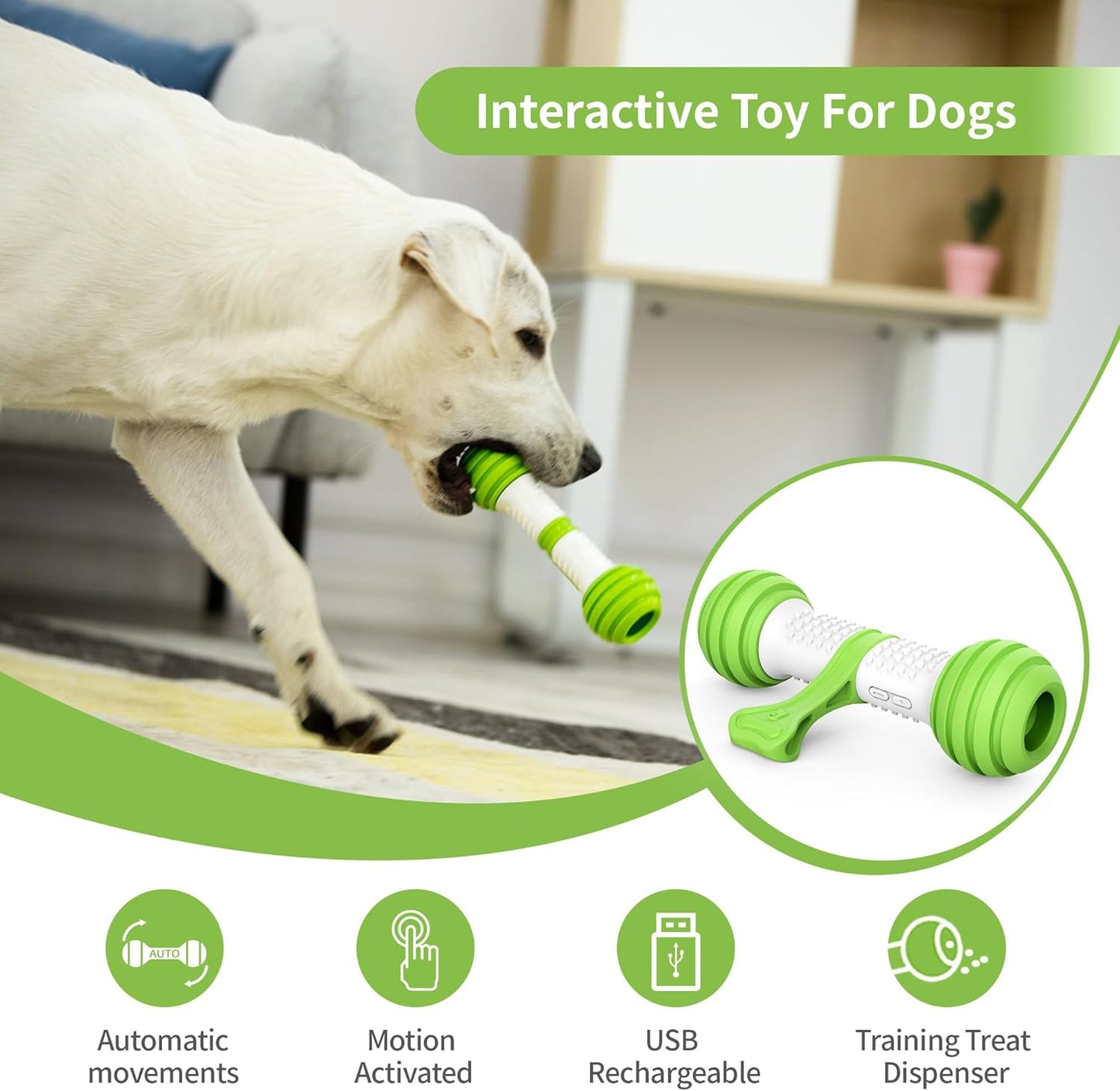 Exciting Interactive Dog Bone Toy - USB Rechargeable Motion Activated Fun for All Dogs!