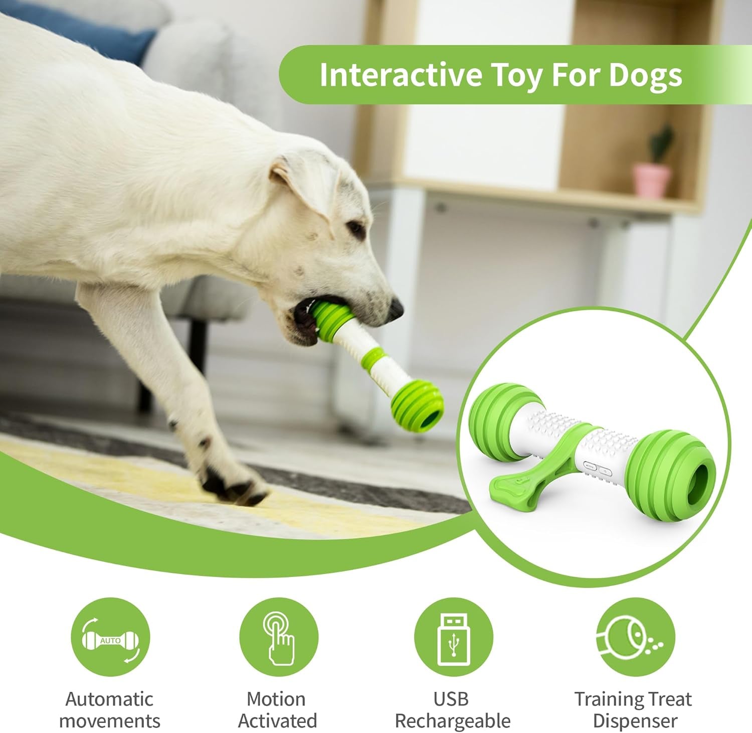 Exciting Interactive Dog Bone Toy - USB Rechargeable Motion Activated Fun for All Dogs!