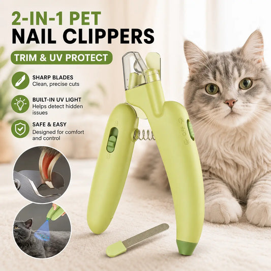 Illuminate Your Pet Grooming Routine: LED Nail Clipper with Built-In UV Detection, Sharp Blades, and Ergonomic Grip for Safe and Easy Trimming