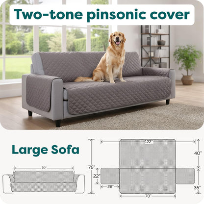 Ultimate Water-Resistant Reversible Sofa Cover for Pets - Stylish Gray Mist Couch Protector with Secure Straps and Easy-Care Machine Washable Fabric
