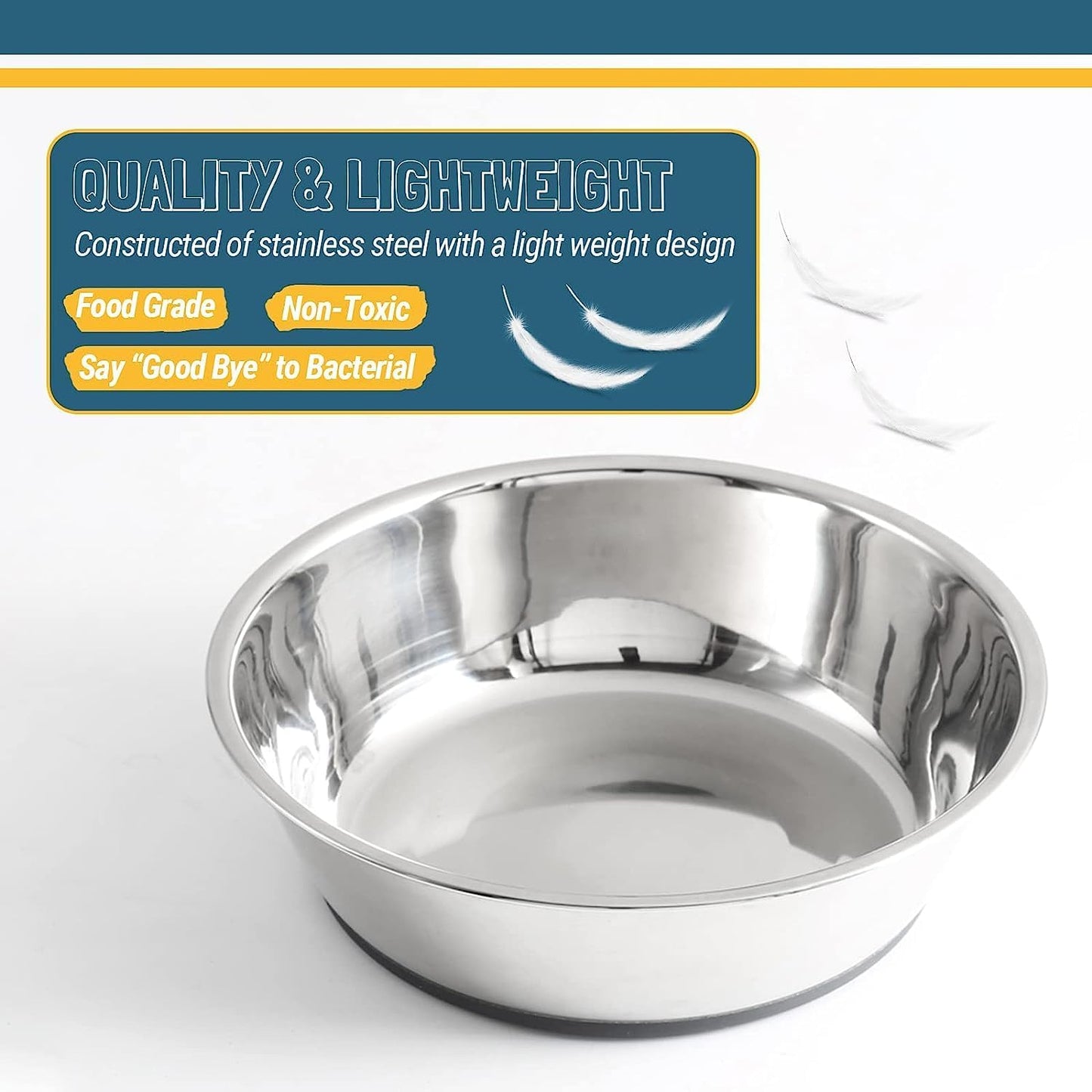 Stylish and Lightweight Stainless Steel Cat Bowls - Perfect for Your Feline Friend, 2 Pack