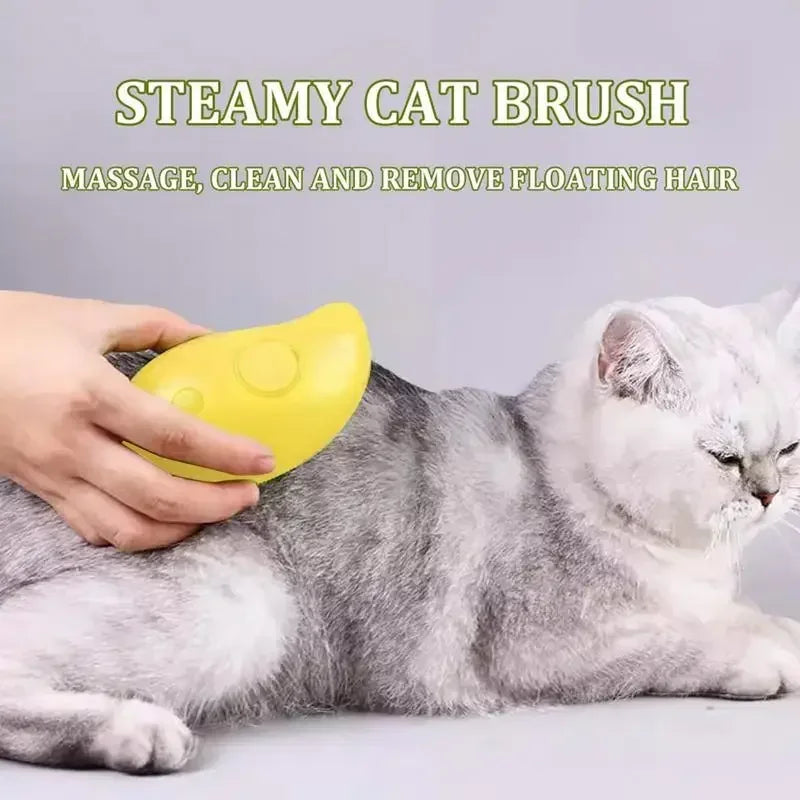 Experience Ultimate Pet Care with the 3-in-1 Cat Dog Steamy Brush - Electric Sprayer for Grooming and Massage!